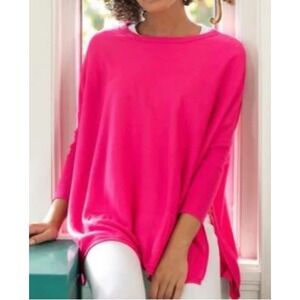 Mersea Catalina Travel Knit Sweater Tunic Boxy Lagenlook Lightweight Pink OS